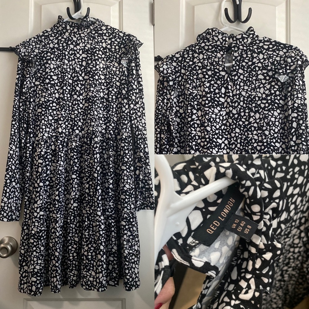 Qed London Short Dress with Long Sleeves
